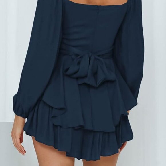 Boho Blue Ruffle Romper - Picture 4 of 5